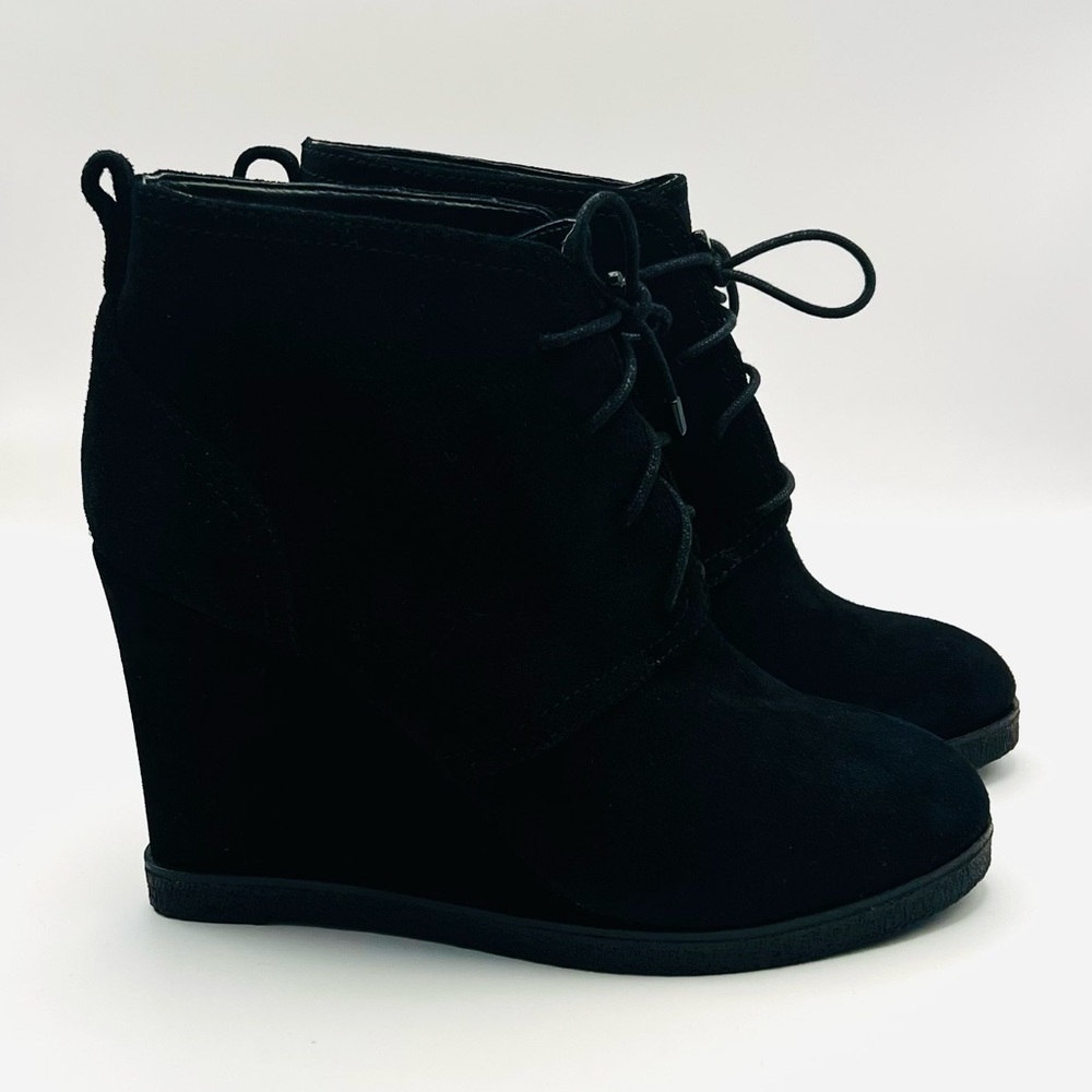 Vince Camuto Black Suede Wedge Booties